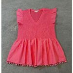 THML Smocked V-Neck Flutter Cap Sleeve Blouse Photo 0