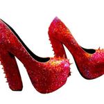 Shoe Republic LA Pink Spiked Confetti Wedged Heels Photo 0