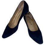 St. John  Pumps Heels Navy Suede Gold Logo Heel 9AA Photo 8