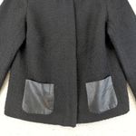 Talbots  Petites Black Textured Blazer Jacket Faux Leather Pocket Womens 12P Photo 6