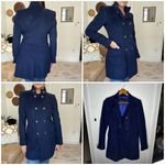 ZARA Woman navy double breasted 5 button military style pea coat sz L Photo 1