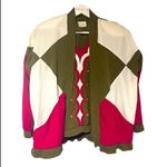 Vintage 2 Piece Windbreaker Material Cardigan Set XL Green Photo 0