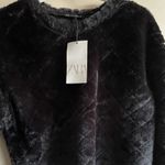ZARA  Black faux fur crop sweater NWT Photo 3
