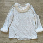 Soft Surroundings  SILVER GRAY‎ HEATHER FAUX FUR APRES SKI SHIRT TUNIC TOP PM NWT Photo 0