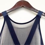 Halston Heritage NWT  Sleeveless High Neck Fitted Ruching Dress Gown Navy 8 Photo 10