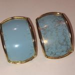 Vintage Chunky Light Blue Gold Tone Beaded Necklace Earrings Set Photo 6