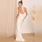 Lulus Start of Forever NWT size Medium Ivory Satin Halter Mermaid Maxi Dress Photo 1