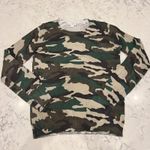 J Crew Teddie Camo Print Cotton Sweater Women's Size Small Crew Neck Casual Green Photo 0