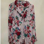 Soma Size Large Pink Floral Pajama Top Long Sleeve Cooling Rayon Button Front Photo 0