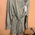 ZARA NWT  satin effect light green mint mini dress xs Photo 0