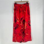 A New Day Cropped Pants Womens Large Red Orange Floral Print High Rise Wide Leg Photo 1