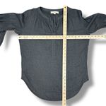 Loft  V Neck Pop Over Boho Peasant Blouse Long Sleeve Denim Gray Small Photo 10