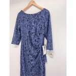 Alex Evenings Sheath Maxi Dress Size 14 Blue Lace Sequined Cocktail Party NEW Photo 3