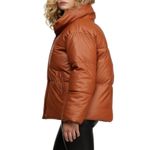 NWT NVLT Women’s Vegan Leather Puffer Coat In Color Luggage Brown Size L Photo 2