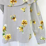 Lumière New  Floral Striped One Shoulder Long Sleeve Shirt Grey Multi Photo 3
