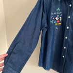 Disney Vintage  Mickey Minnie Christmas Denim Shirt Medium Tis the Season Photo 3