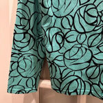 Jones New York Signature Silk Blend Cardigan Teal Rose Floral Button Up Size XL Photo 2