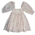 Gypsy Rose Pink & White Gingham Babydoll Dress Puffed Sleeves Pockets Size Small Photo 0