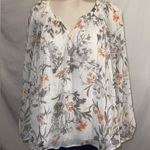 My Danielle flowy Floral Blouse top shirt size medium Orange Photo 0