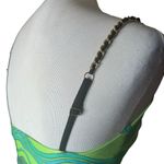 Gottex ‎ Tankini Top Womens 10 Green Abstract Print Swimwear Retro Chain Straps Photo 4