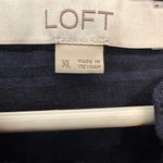 Loft  navy and black stripe ruffle sleeveless vneck top Photo 3