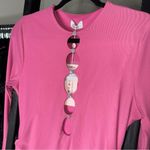 Oh Polly  Ruched Cutout Embellished Long Sleeve Bodycon Mini Dress in Hot Pink Photo 6