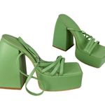 Princess Polly La Belle Platform Heels Green Sz 6 Strappy Photo 1