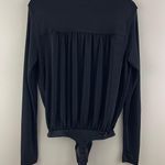 Free People Black Plunging V Neck Faux Wrap Long Sleeve Turnt Bodysuit NEW Photo 7