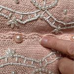 Vintage Eve Tyler Pink Pearl Beaded Sweater Cardigan Button Up Size Large Photo 14