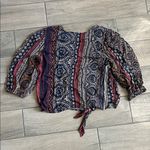 Lovestitch  Multicolor Boho Tie-Front Blouse Photo 7