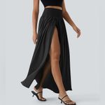 Halara  NWOT Black High Waisted Split 2-in-1 Flowy Quick Dry Maxi Skirt Size S Photo 3