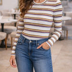 Veronica Beard  Jeans Striped Ribbed Knit Long Sleeve Top Size Small EUC Photo 0