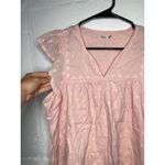 Faherty  Womens Baby Pink Cotton Blouse Ruffle Short Sleeves Size Small Photo 1