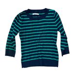 Old Navy Dark Green And Navy Striped Stretchy Knit Sweater Size S Photo 0