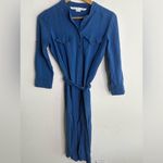 Veronica Beard  Blue Tie Waist Button Down Dress Photo 1