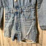 ZARA Denim Medium Wash Long Sleeve Romper One Piece Utility Womens Size XS Photo 1