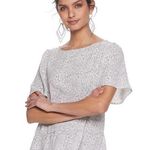 Apt. 9  Ruffle Peplum Top Vintage Waves White Black XL Photo 0