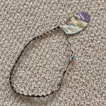NEW Straw braided Adjustable Choker Necklace with Blue Bead NWT Black Photo 4