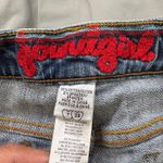 Sound Girl Women's Y2K Denim Mini Skirt Embroidered Pockets‎ Blue Jean Size 7/29 Photo 6