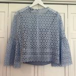 J.Crew blue daisy eyelet overlay bell sleeve blouse 6 Blue Photo 9