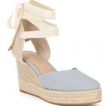 Antonio Melani Espadrille Jute & Canvas Wedges w Lace Up Detail Blue Women’s 9 Photo 0