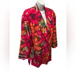 Adrianna Papell Adam Douglass 100% Silk 2 Button Bright Floral Hawaiian Jacket Blazer M Pockets Photo 2