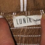 LUNIK  pinstripe brown jumpsuit with 3/4 length pants size Medium Photo 3