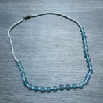 Vintage Beaded Floral Necklace Blue White Photo 1