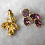 Source Unknown Art Deco Shades Of Purple Rhinestone Gold Tone Stud/Post Earrings Photo 1