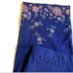 EMS Navy Blue Floral Side Zip Crop Pants Sz 8 Photo 3