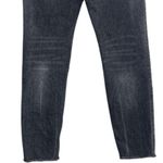 ZARA  Straight Leg Mid Rise Crop Raw Hem Distressed Stretch Jean 12 Black Washed Photo 5