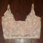 Victoria's Secret Coral Floral Lace Dream Angel's Dainty Corset Bra Size 32D NWT Photo 0