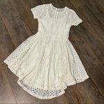 American Rag White Lace Cream Short Sleeved Dress Zipup Cottagecore Size Small Photo 0