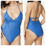 ANDIE The Lagos One Piece Blue Halter Adjustable Cheeky Bottom M New Photo 2